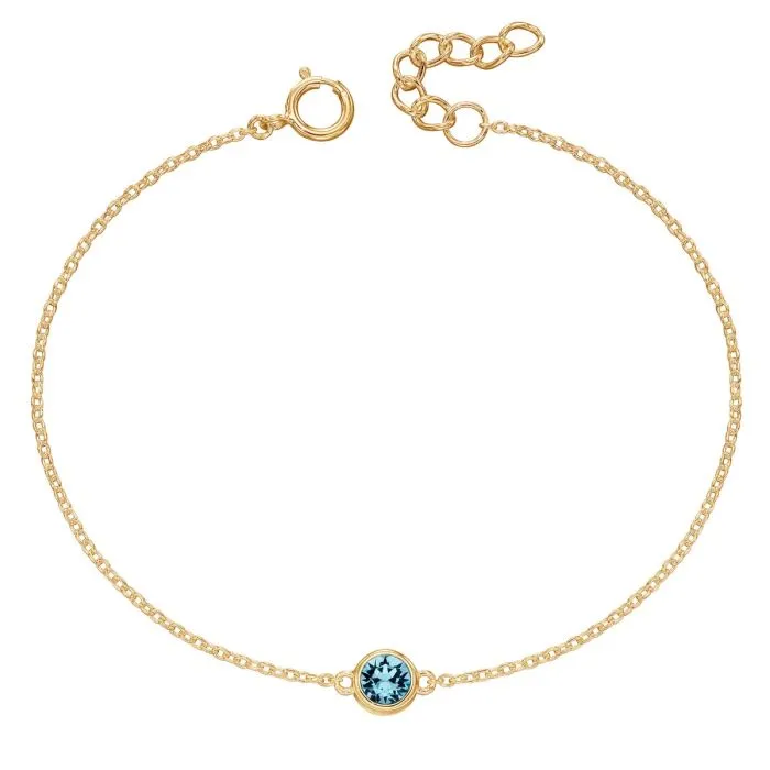 Crystal Birthstone Bracelet. Yellow gold plating
