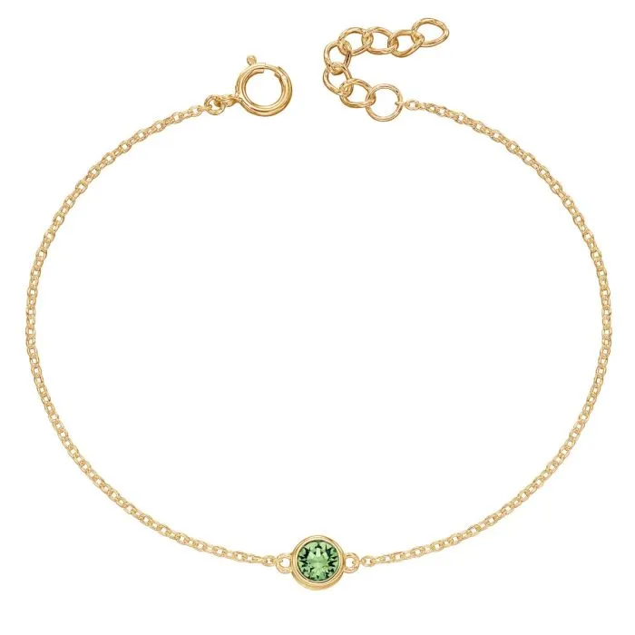 Crystal Birthstone Bracelet. Yellow gold plating