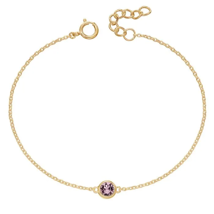 Crystal Birthstone Bracelet. Yellow gold plating