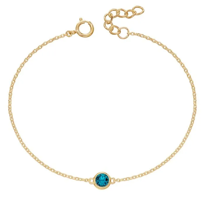 Crystal Birthstone Bracelet. Yellow gold plating