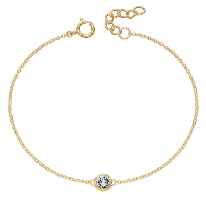 Crystal Birthstone Bracelet. Yellow gold plating