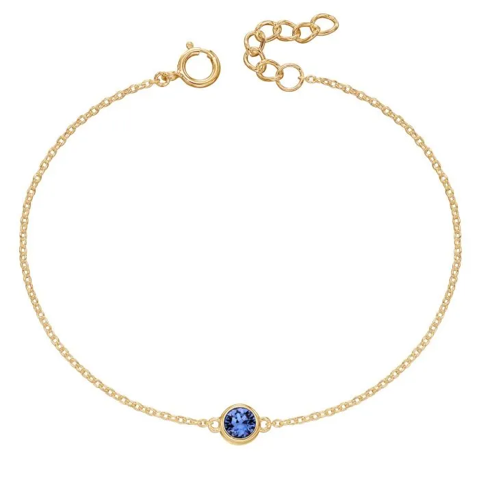 Crystal Birthstone Bracelet. Yellow gold plating