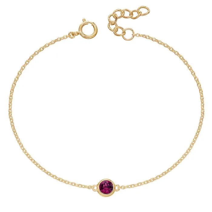 Crystal Birthstone Bracelet. Yellow gold plating