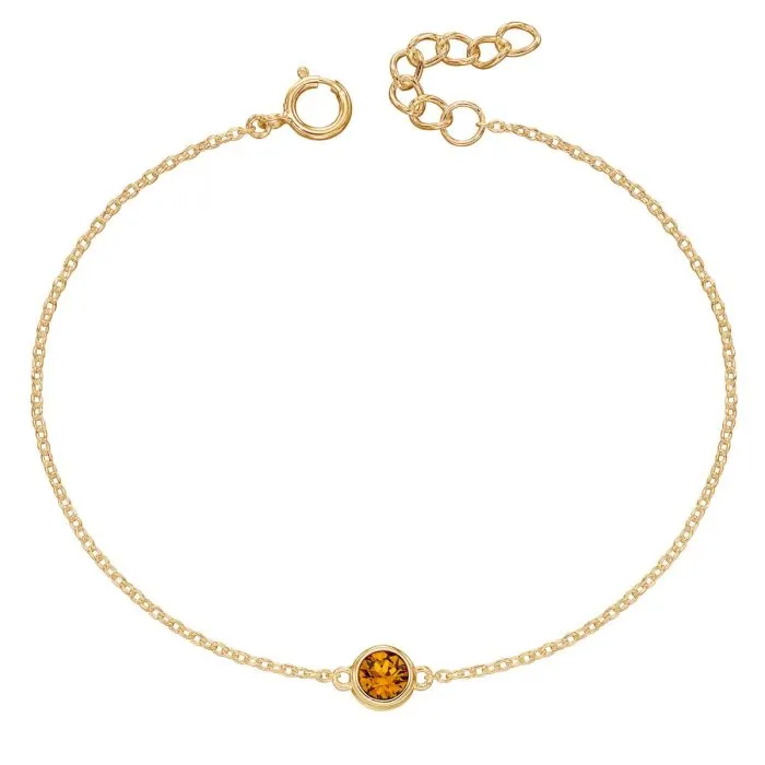 Crystal Birthstone Bracelet. Yellow gold plating