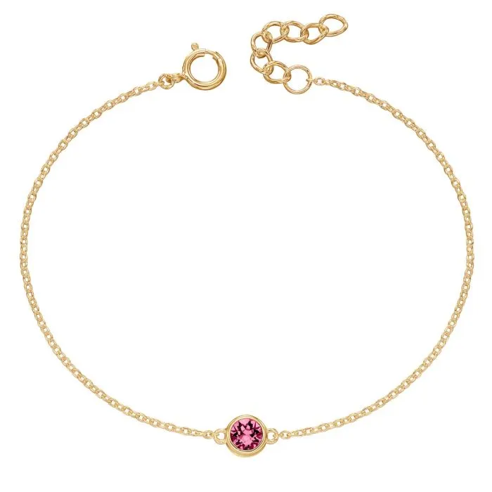 Crystal Birthstone Bracelet. Yellow gold plating
