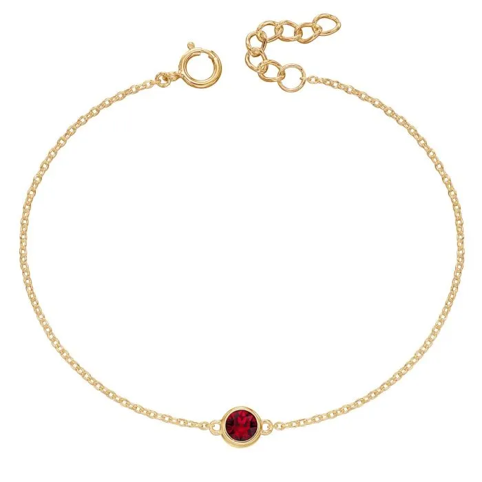 Crystal Birthstone Bracelet. Yellow gold plating