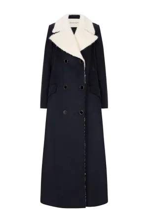 Double Breasted Coat with Oversized Alpaca Collar