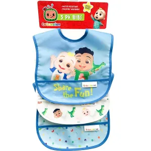 Dream Gro Cocomelon Baby Wipeable Bib Set - 3 Pack