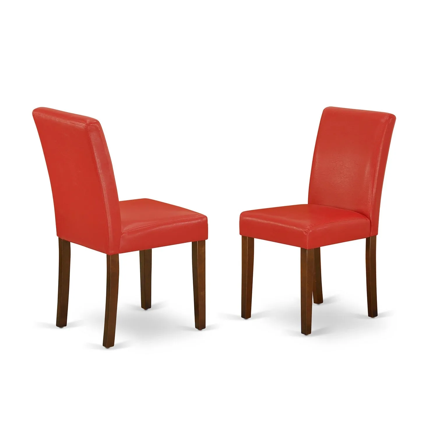East West Furniture 1NDAB5-MAH-72 5 Piece Dining Table Set Includes a Rectangle Kitchen Table with Dropleaf and 4 Firebrick Red Faux Leather Upholstered Chairs, 30x48 Inch, Mahogany