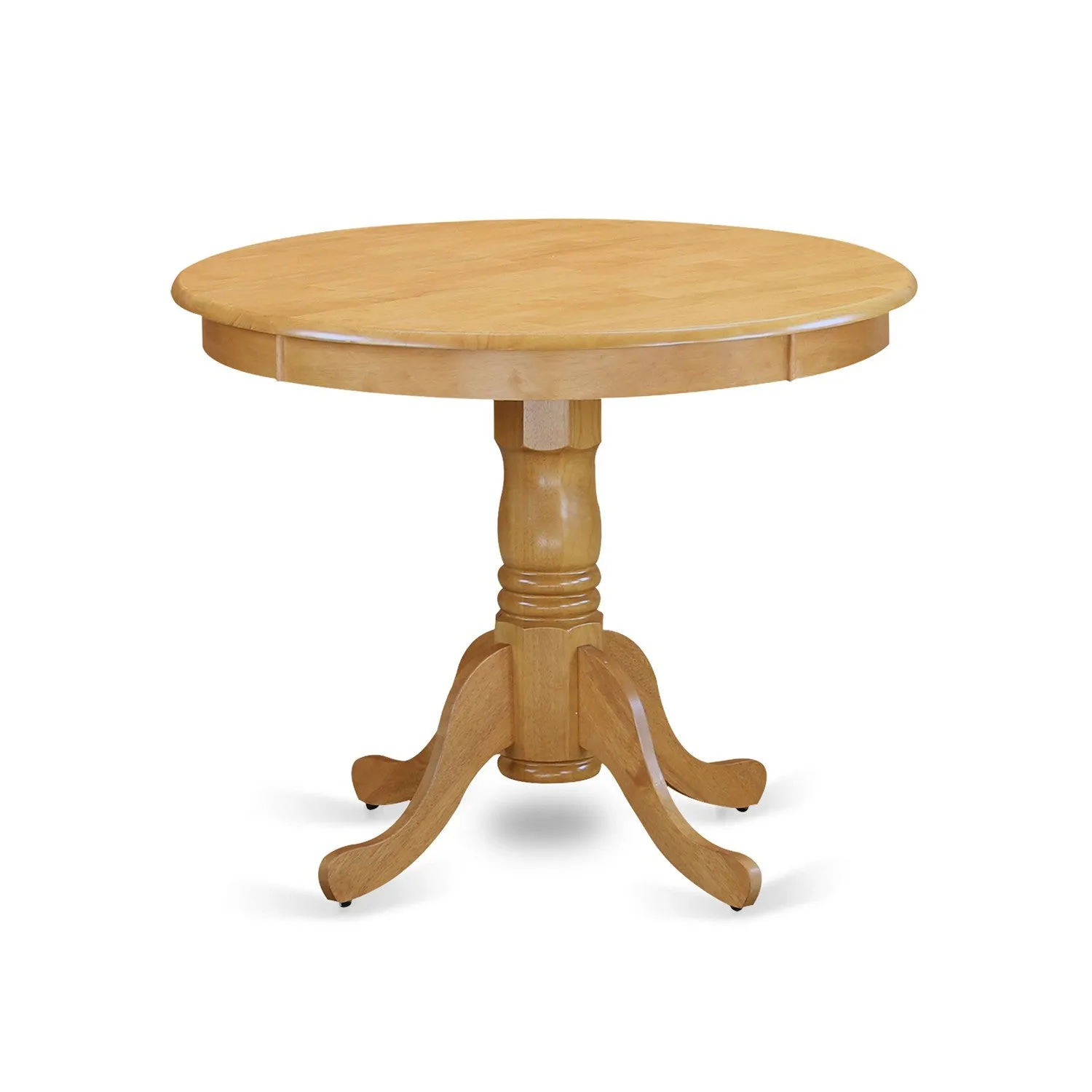 East West Furniture ANNO5-OAK-C 5 Piece Dining Table Set for 4 Includes a Round Kitchen Table with Pedestal and 4 Linen Fabric Dining Room Chairs, 36x36 Inch, Oak