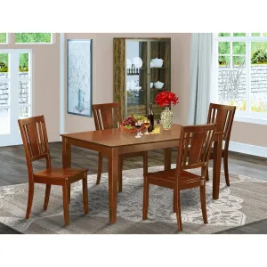 East West Furniture CADU5-MAH-W 5 Piece Modern Dining Table Set Includes a Rectangle Wooden Table and 4 Dining Room Chairs, 36x60 Inch, Mahogany