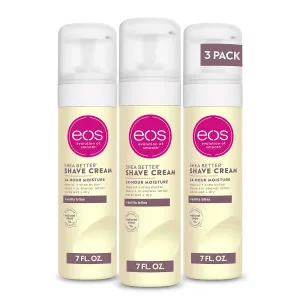 Eos Shea Better Shaving Cream for Women - Vanilla Bliss, Shave Cream, Skin Care and Lotion with Shea Butter and Aloe, 24 Hour Hydration, 7 Fl Oz, Pack of 3