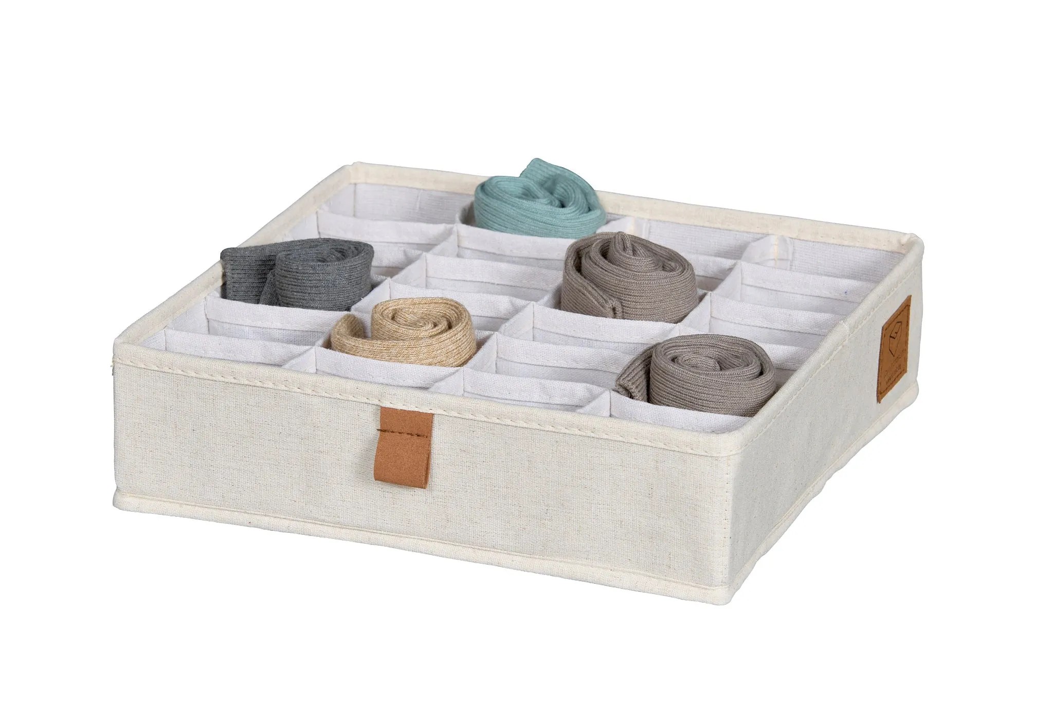 Fabric Wardrobe Organiser With 24 Compartments - Cream