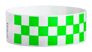 Green Checkered 1" Tyvek Wristbands