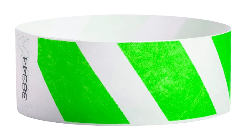 Green Stripes 1" Tyvek Wristbands
