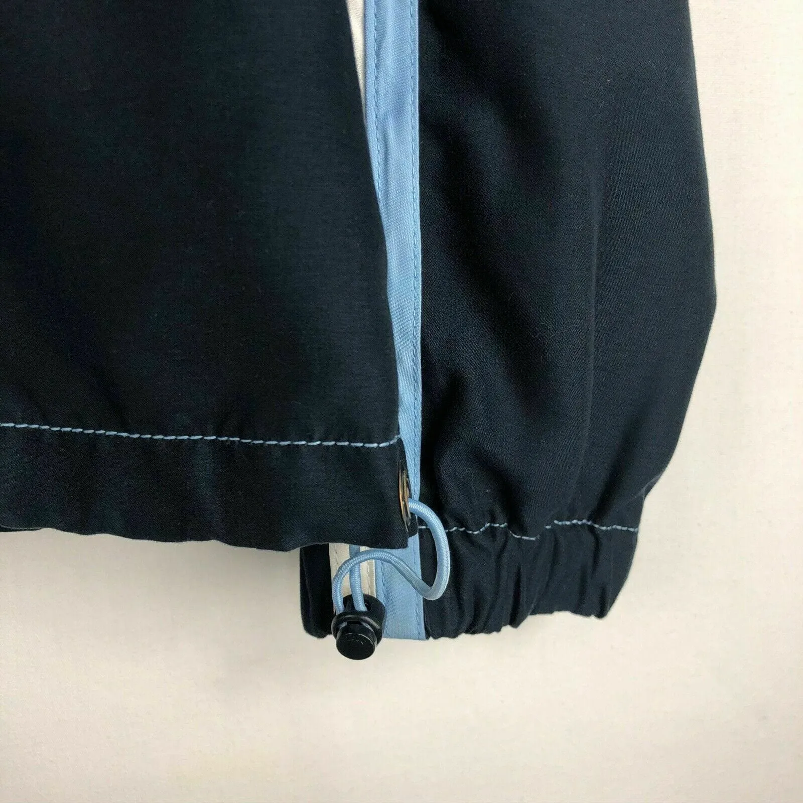 Green Tea Womens Hooded Lined Full-Zip Jacket | Size M | Navy Blue with Light Blue Accents | VGC