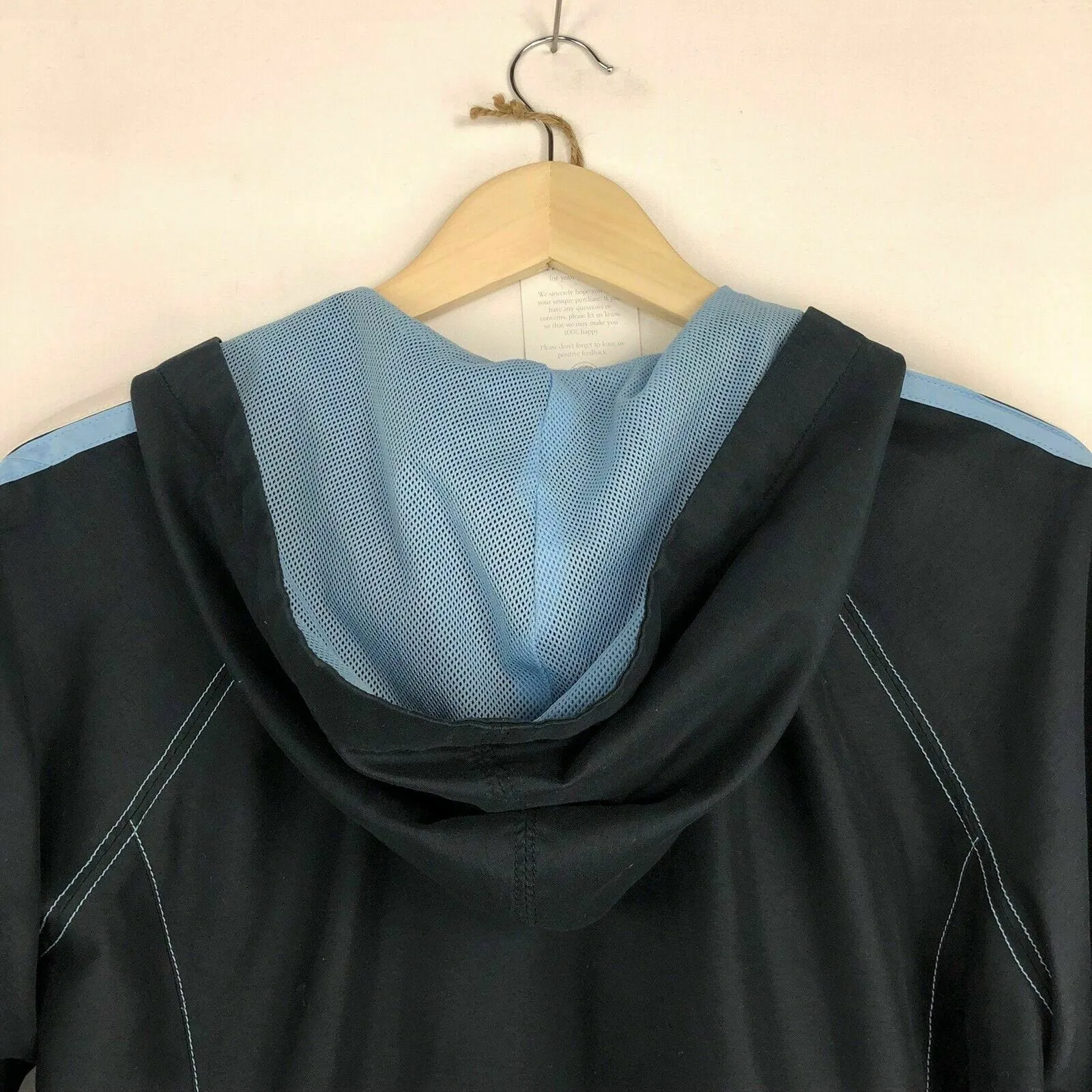 Green Tea Womens Hooded Lined Full-Zip Jacket | Size M | Navy Blue with Light Blue Accents | VGC