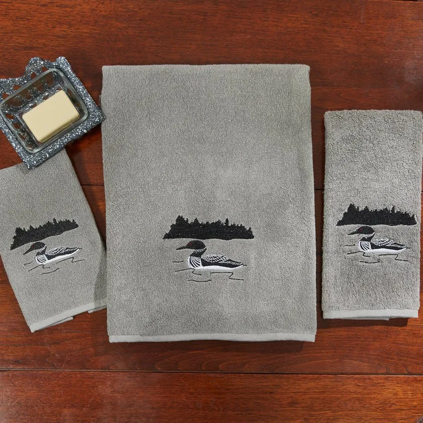 Grey Area Loon Fingertip Towel - Set of 2