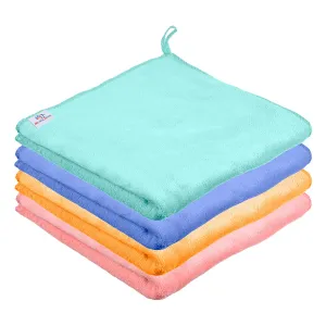Heart Home Cleaning Towel|Microfiber Reusable Cloths|400 GSM Highly Absorbent Towel for Kitchen with Hanging Loop|Car|Window|40x40 Cm|Pack of 4 (Multicolor)