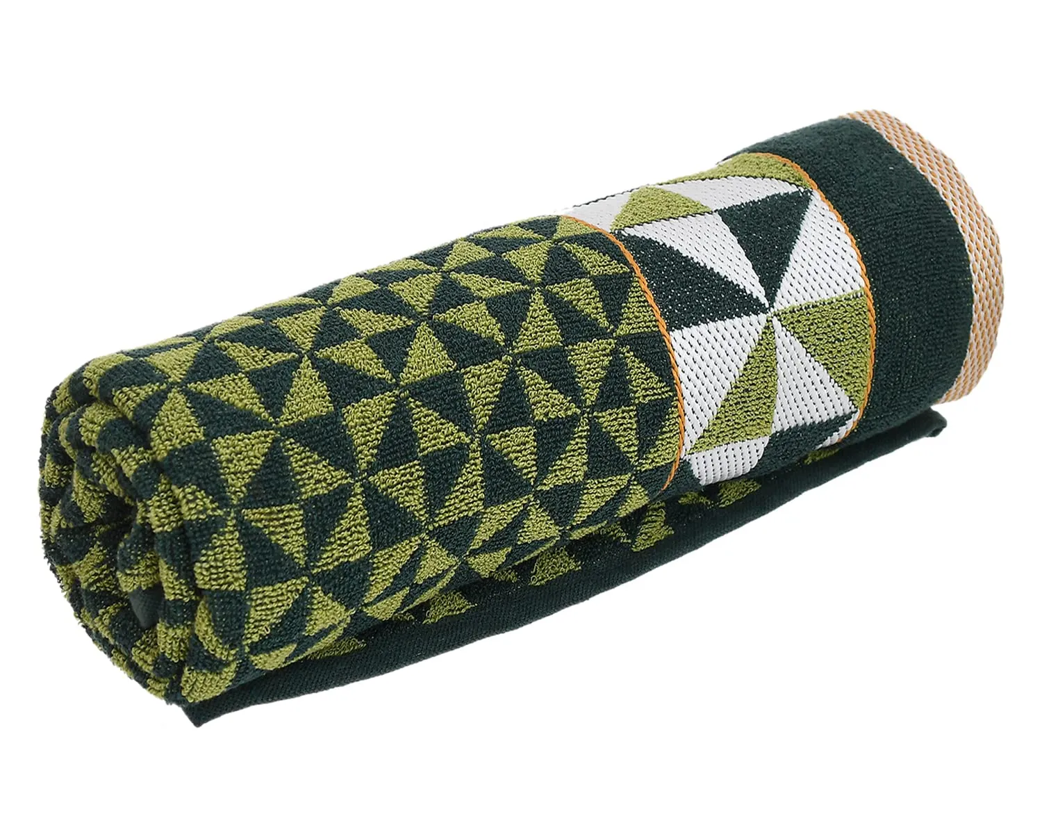 Heart Home Multiuses Tringle Printed Soft Cotton Bath Towel, 30"x60"(Green)