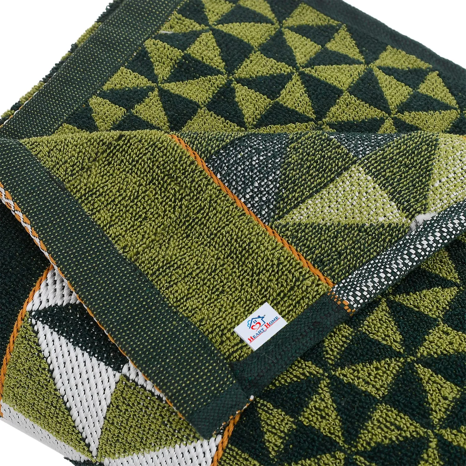 Heart Home Multiuses Tringle Printed Soft Cotton Bath Towel, 30"x60"(Green)