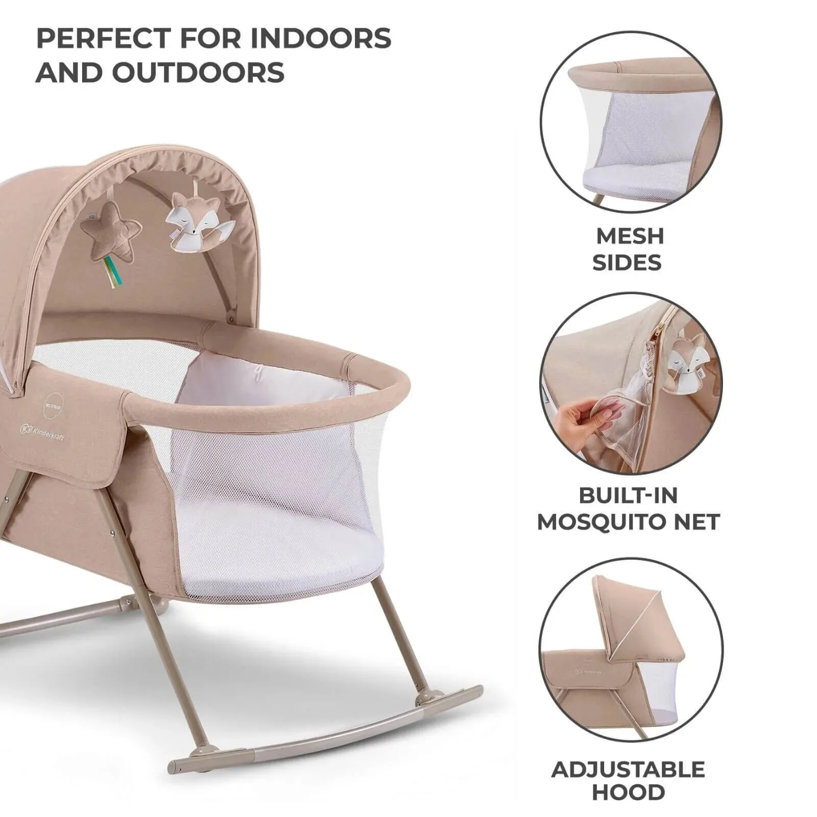 Kinderkraft Lovi 3-in-1 Baby Crib - Beige