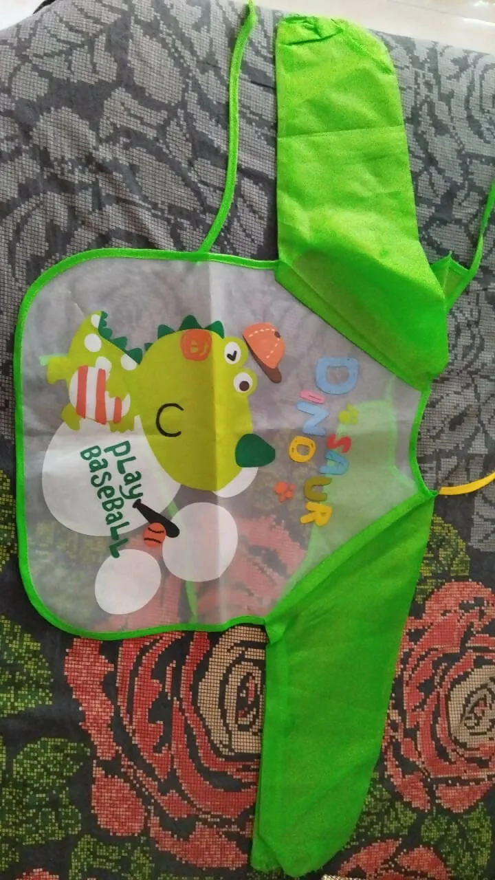 KOOCHIE-KOO Waterproof Colorful Children Bib Cute Baby Bibs Full Sleeve Children Apron Long Sleeve Feeding Bibs (Pack of 2)