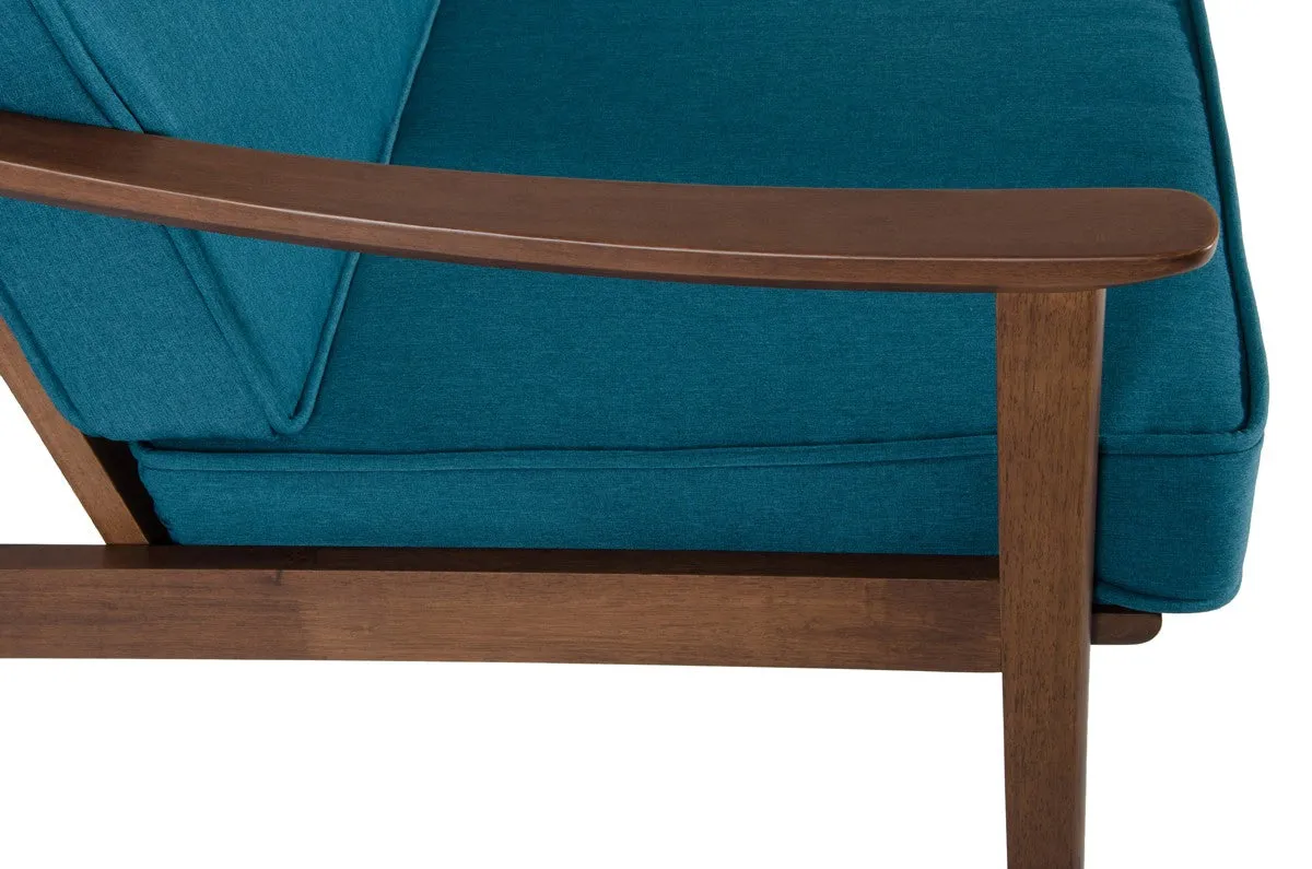 Modrest Ridge Modern Blue & Walnut Sofa Set
