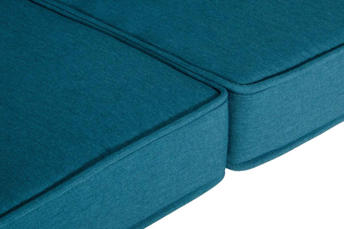 Modrest Ridge Modern Blue & Walnut Sofa Set
