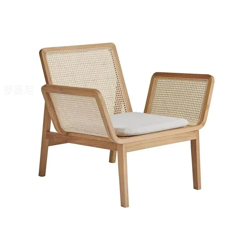 Natural Rattan Wicker Chairs Solid Teak Wood