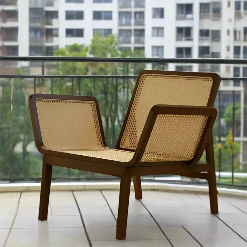 Natural Rattan Wicker Chairs Solid Teak Wood
