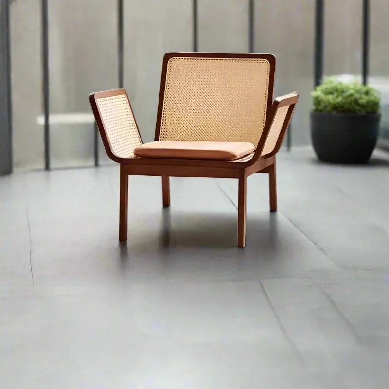 Natural Rattan Wicker Chairs Solid Teak Wood