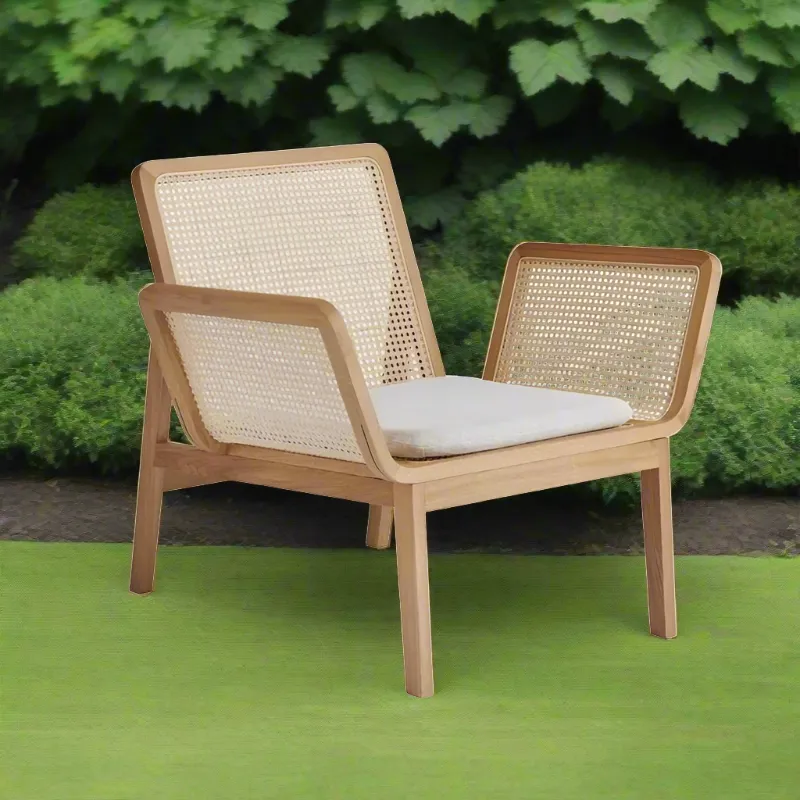 Natural Rattan Wicker Chairs Solid Teak Wood