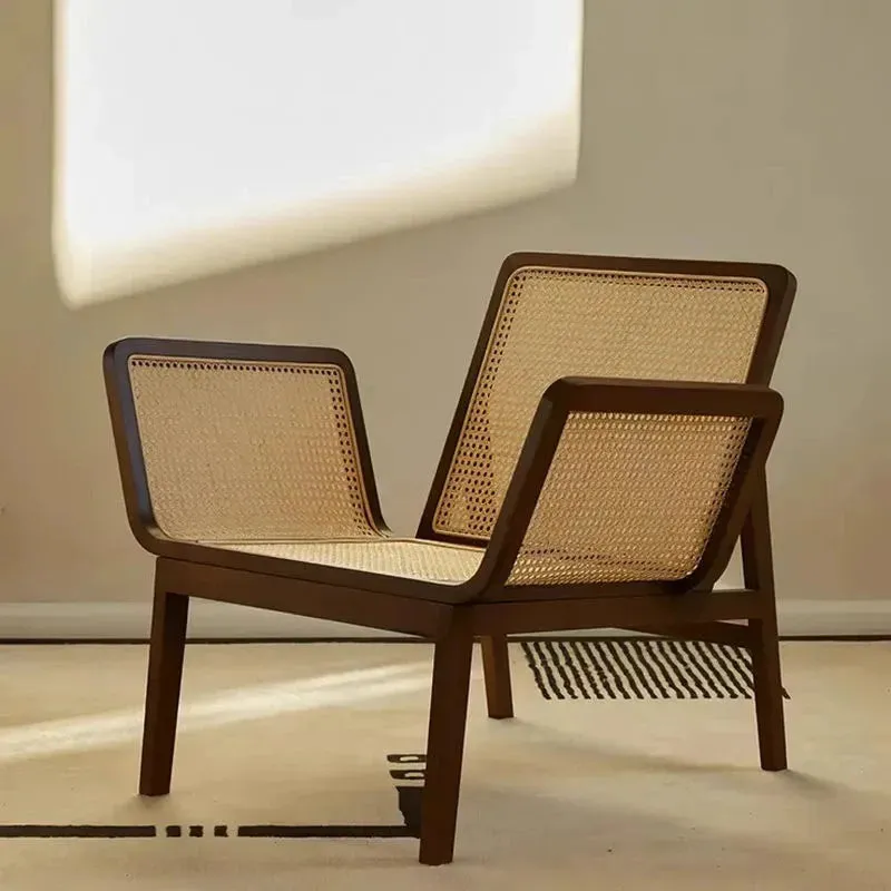 Natural Rattan Wicker Chairs Solid Teak Wood