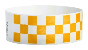 Orange Checkered 1" Tyvek Wristbands