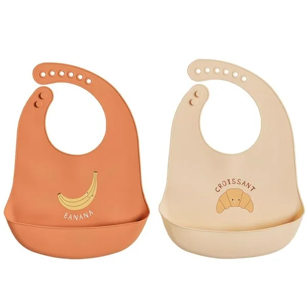 OYOY Yummy Silicone Bib 2-pack Caramel / Butter