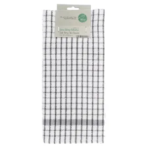 Pack Of 2 Eco Friendly Terry Tea Towels Checked Drying Cloths