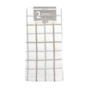 Pack Of 2 Jumbo Tea Towels Cotton Rich Terry Drying Cloth