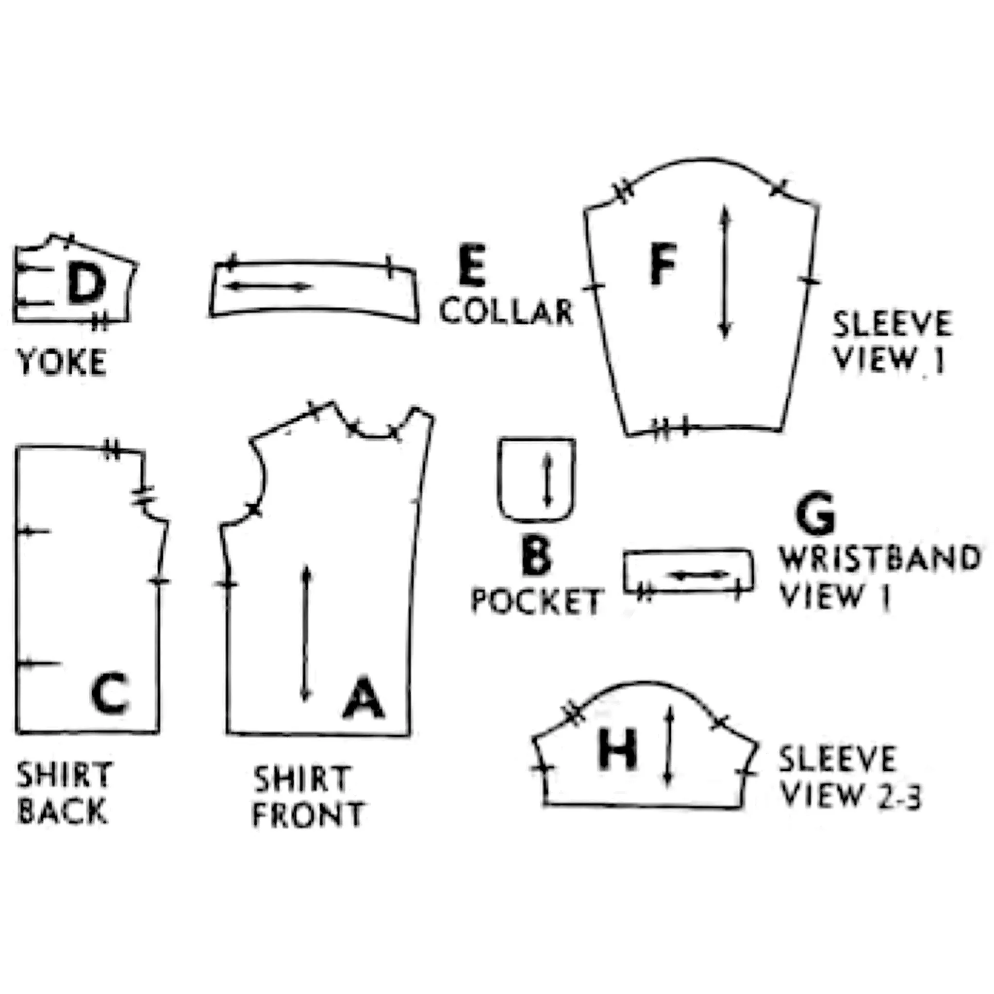 PDF - 1950's Sewing Pattern: Men's Sports Shirt with Yoke & Pocket  -  Chest 38”-40” (96.5cm-101.6cm) - Instantly Print at Home
