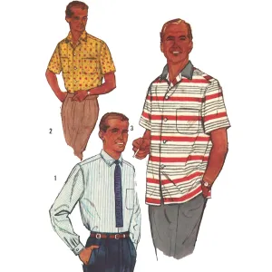 PDF - 1950's Sewing Pattern: Men's Sports Shirt with Yoke & Pocket  -  Chest 38”-40” (96.5cm-101.6cm) - Instantly Print at Home