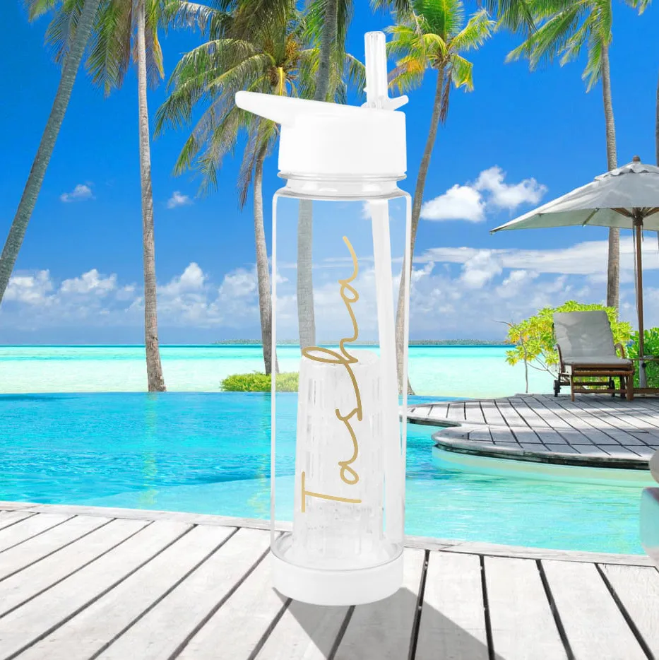 Personalised Fruit Infuser Water Bottle with Flip Straw  - ANY NAME