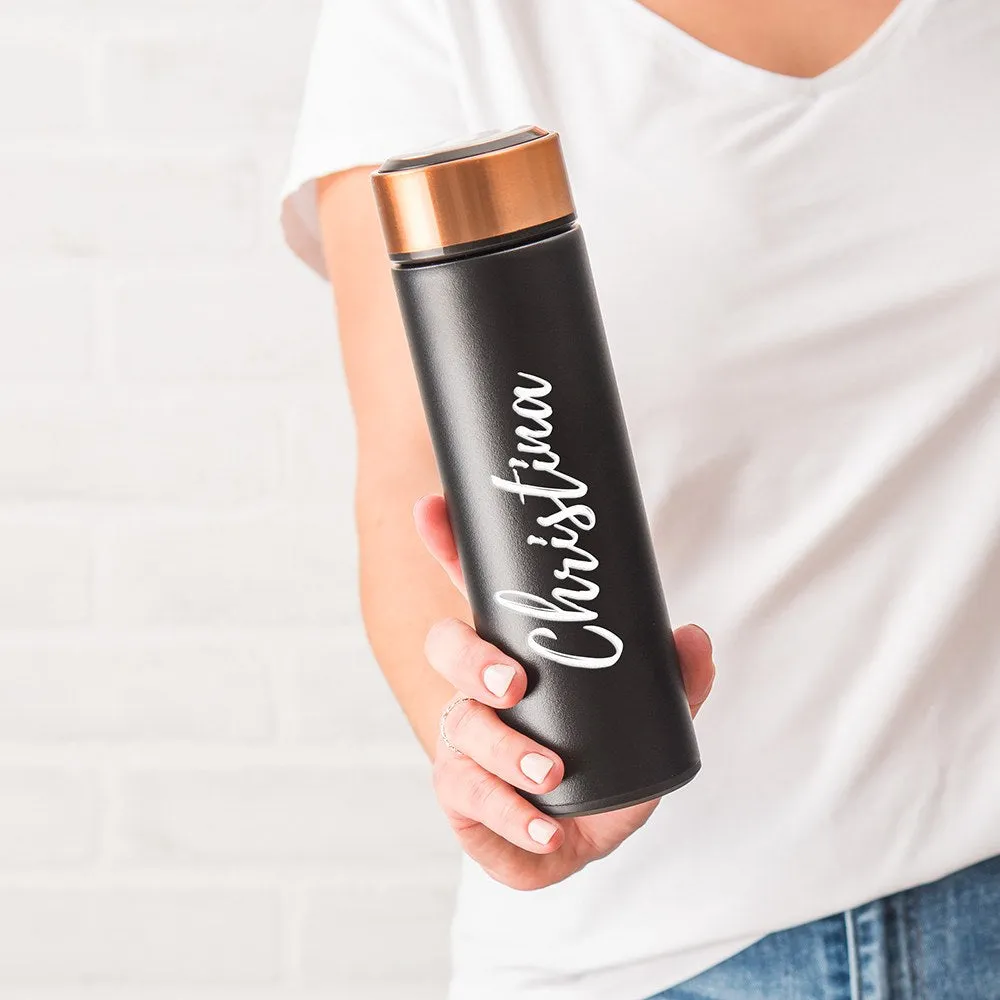 PERSONALIZED STAINLESS STEEL CYLINDER TRAVEL BOTTLE - CALLIGRAPHY