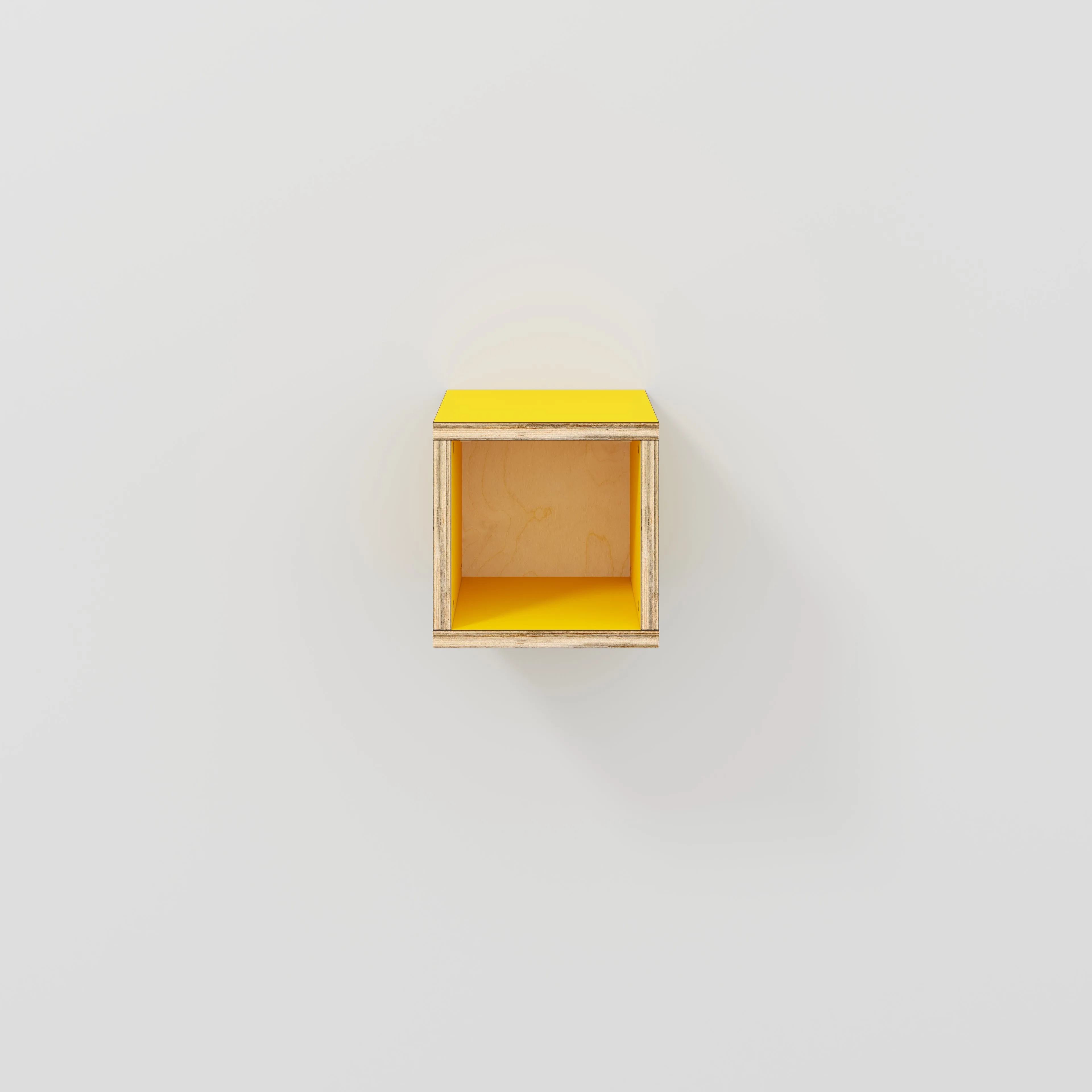 Plywood Wall Hung Box Storage - Formica Chrome Yellow - 300(w) x 300(d) x 300(h)