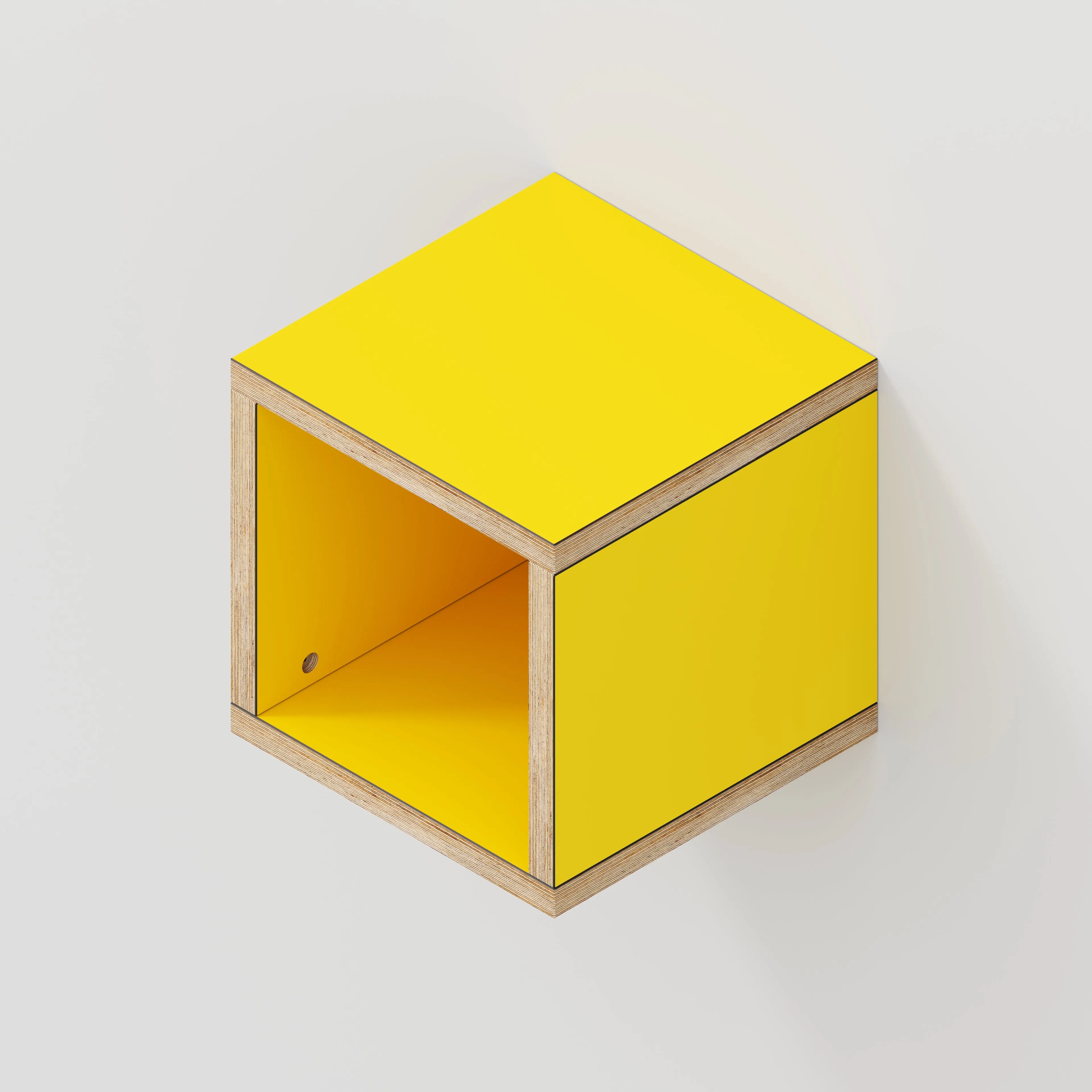 Plywood Wall Hung Box Storage - Formica Chrome Yellow - 300(w) x 300(d) x 300(h)