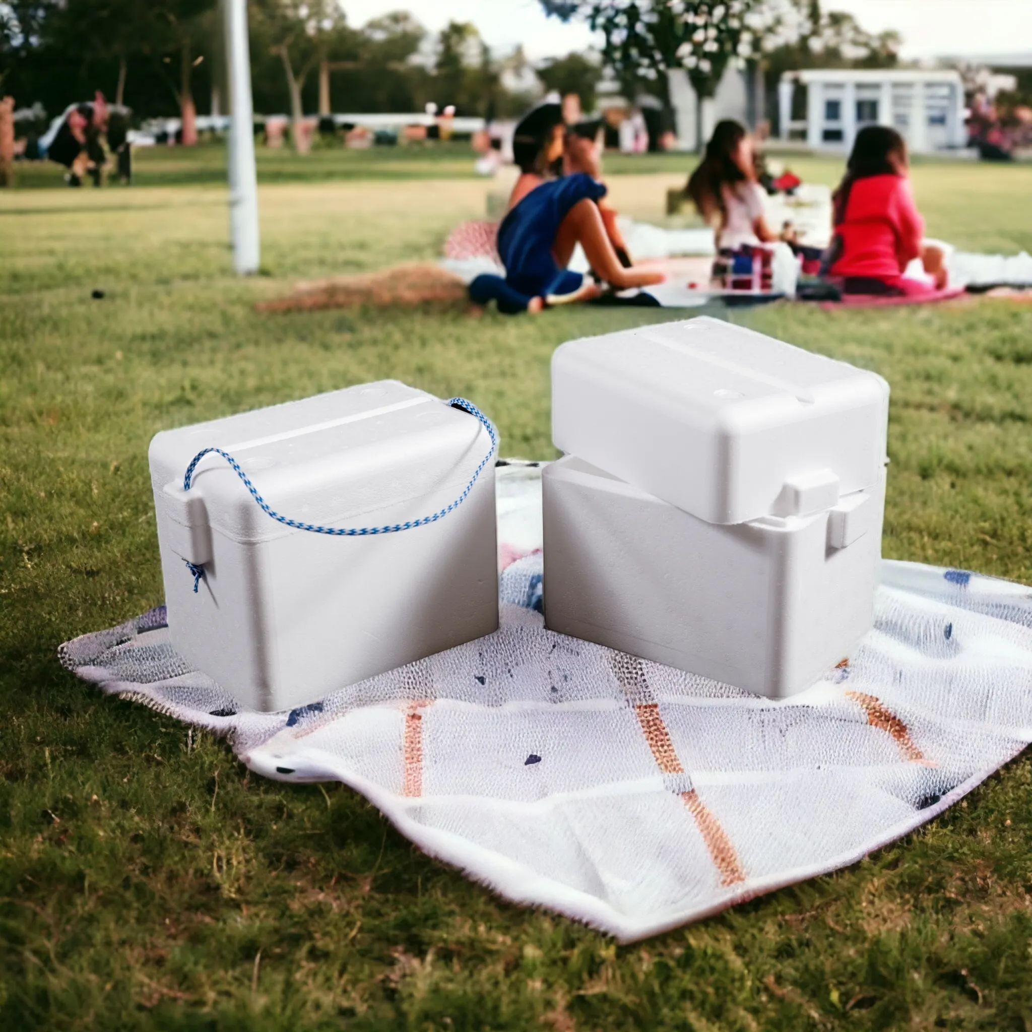 Polystyrene 6L Cooler Box Deep with Rope Thermal Storage Box - Fits 6-Pack