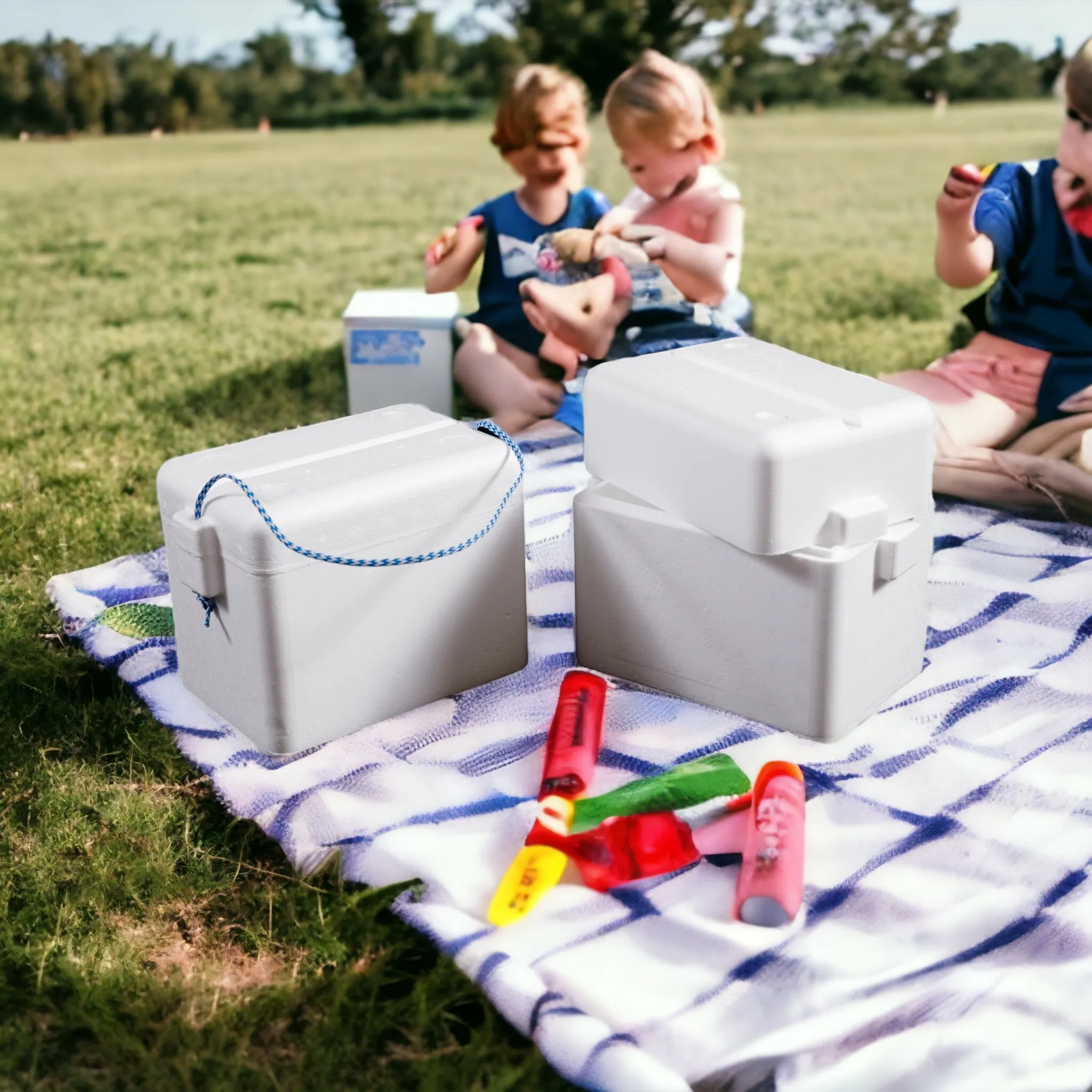 Polystyrene 6L Cooler Box Deep with Rope Thermal Storage Box - Fits 6-Pack