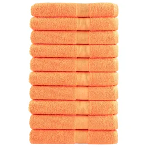 Premium Towels 10 pcs Orange 100x200 cm 600 gsm 100% Cotton