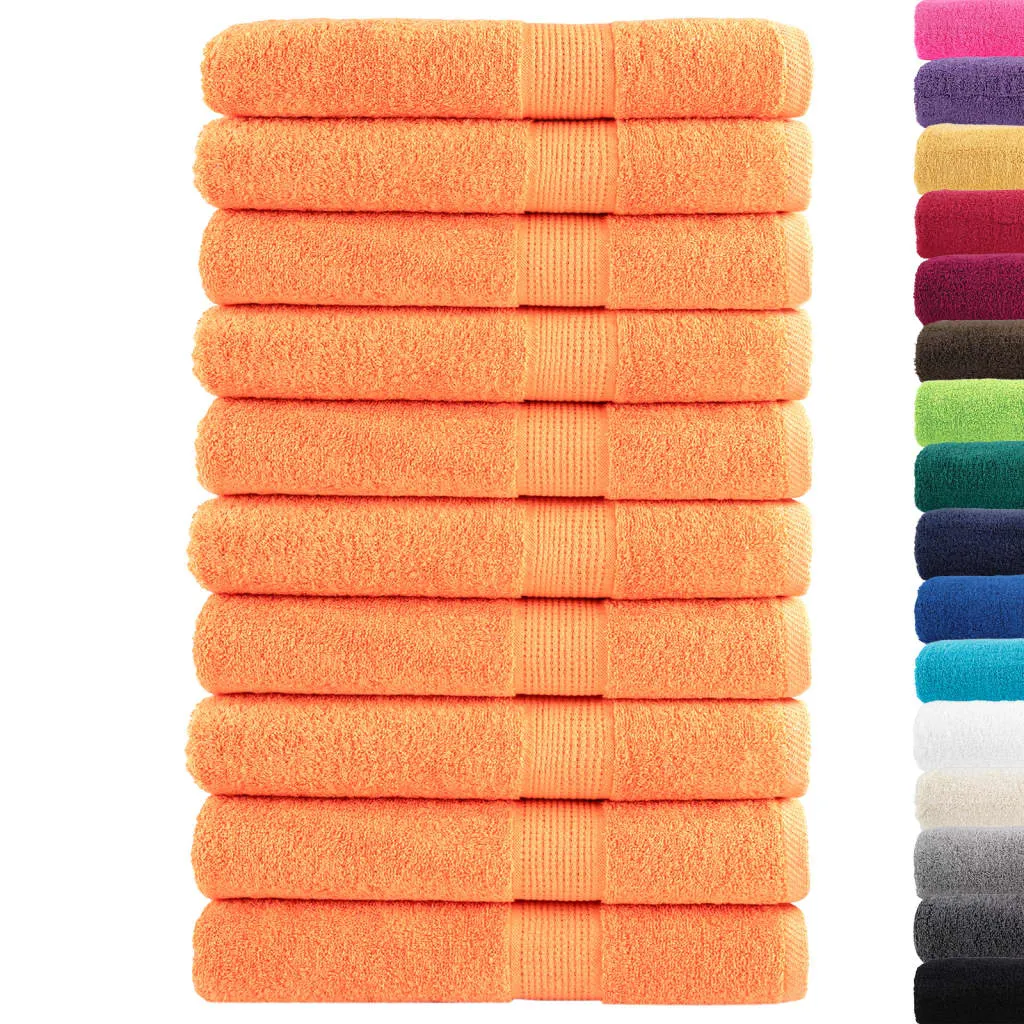 Premium Towels 10 pcs Orange 100x200 cm 600 gsm 100% Cotton