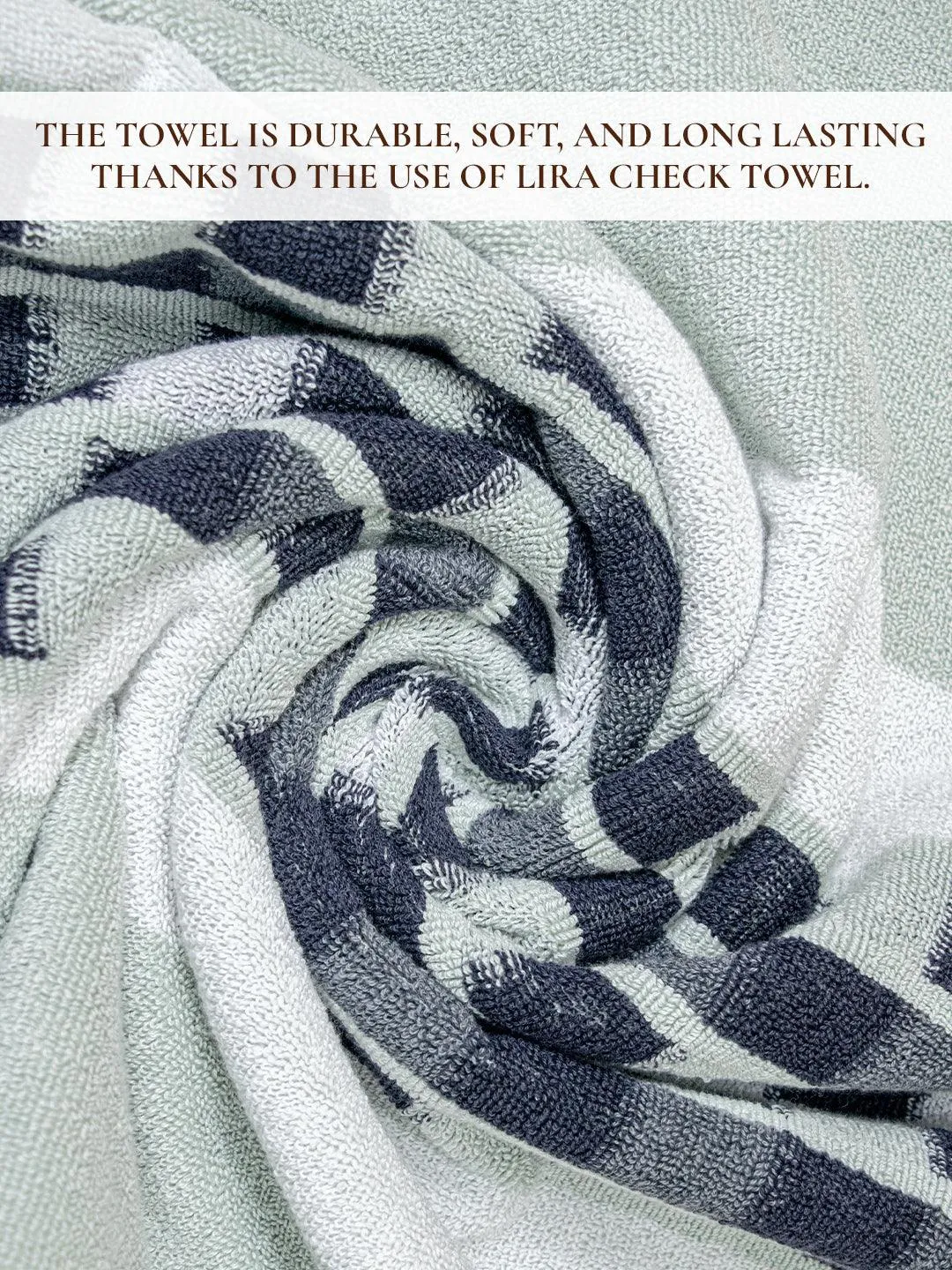 Rangoli Lira Check 100% Cotton Bath Towel set of 2, 450 GSM (147L X 72W)