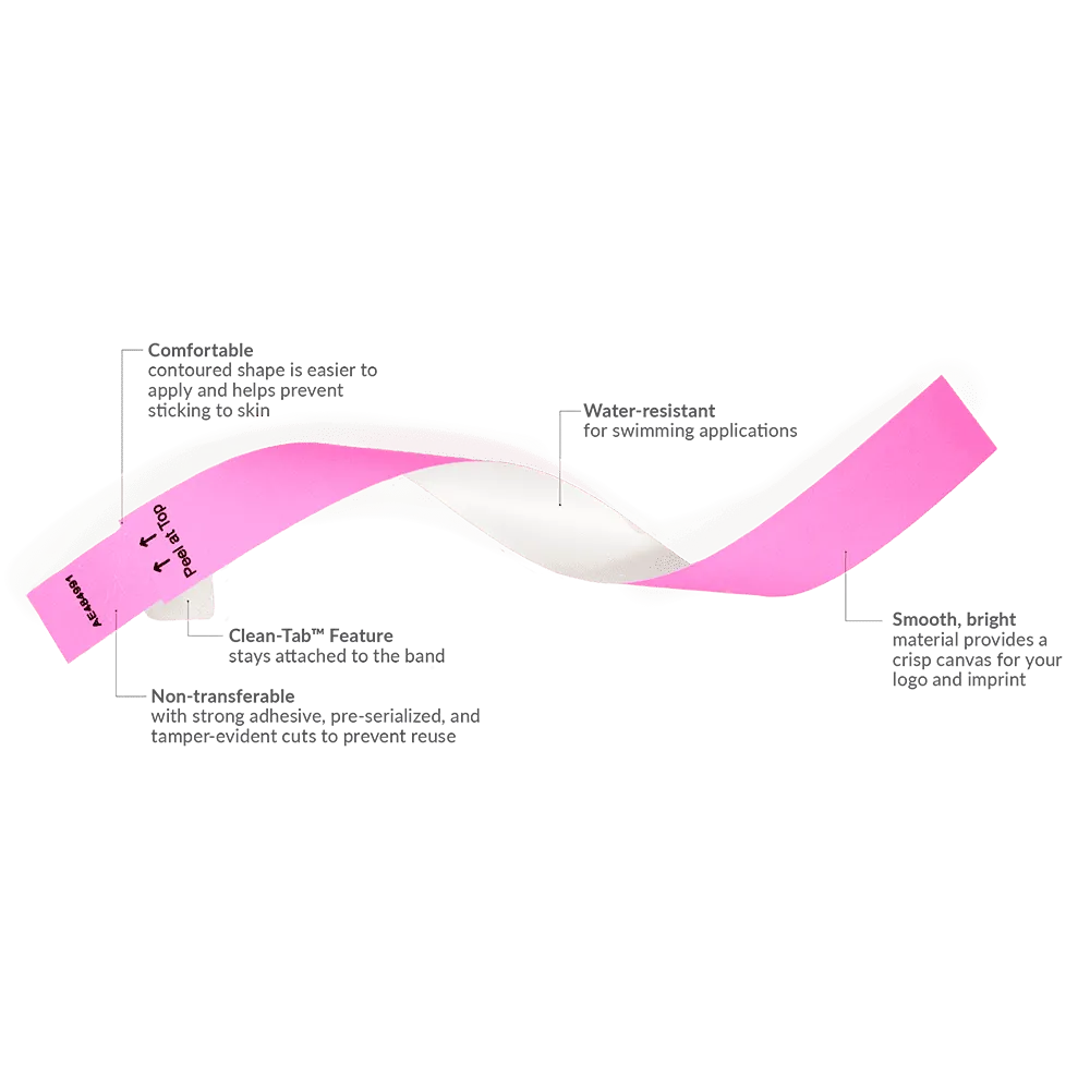 SecurBand® Custom Wristbands 7/8" Clean-Tab™ SCR (500/Pack)